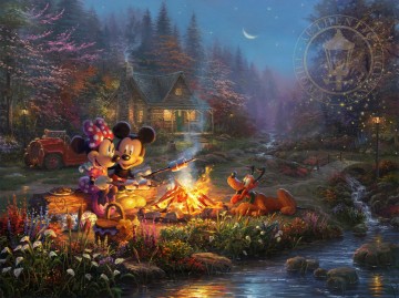 Thomas Kinkade Painting - Mickey y Minnie Sweetheart Fogata Thomas Kinkade